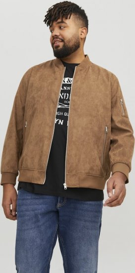 Jack & Jones ROCKY Faux Suede Bomber Jacket Brown - Bundy - Bundy Nadmerné Veľkosti 2XL-8XL