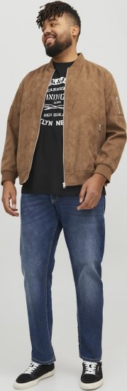 Jack & Jones ROCKY Faux Suede Bomber Jacket Brown - Bundy - Bundy Nadmerné Veľkosti 2XL-8XL