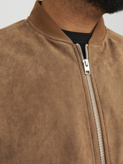 Jack & Jones ROCKY Faux Suede Bomber Jacket Brown - Bundy - Bundy Nadmerné Veľkosti 2XL-8XL