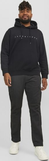 Jack & Jones STAR Hoodie Black - Mikiny & mikiny bez kapucne - Mikiny & Mikiny s Kapucňou 2XL-12XL