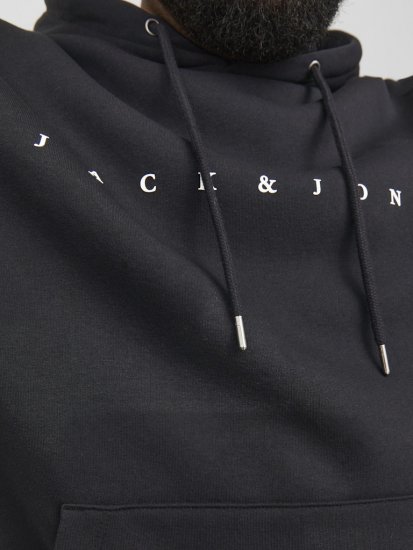 Jack & Jones STAR Hoodie Black - Mikiny & mikiny bez kapucne - Mikiny & Mikiny s Kapucňou 2XL-12XL