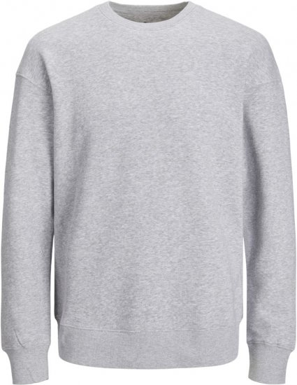 Jack & Jones BRADLEY Sweatshirt Light Grey Melange - Mikiny & mikiny bez kapucne - Mikiny & Mikiny s Kapucňou 2XL-12XL