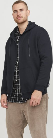 Jack & Jones BRADLEY Zip Hoodi Black - Mikiny & mikiny bez kapucne - Mikiny & Mikiny s Kapucňou 2XL-12XL