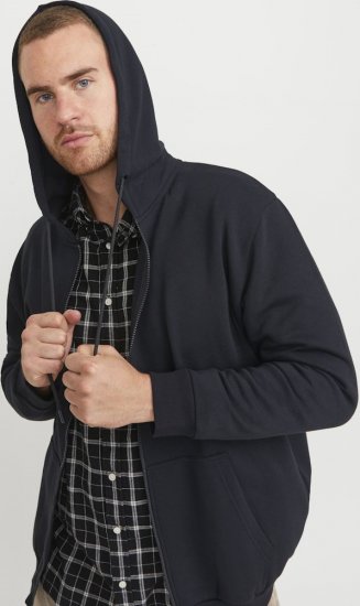Jack & Jones BRADLEY Zip Hoodi Black - Mikiny & mikiny bez kapucne - Mikiny & Mikiny s Kapucňou 2XL-12XL