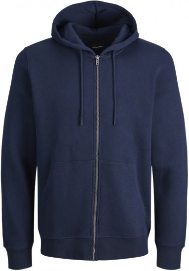 Jack & Jones BRADLEY Zip Hoodie Navy Blazer - Mikiny & mikiny bez kapucne - Mikiny & Mikiny s Kapucňou 2XL-12XL