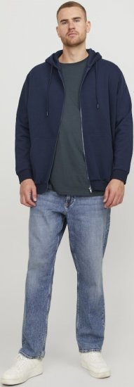 Jack & Jones BRADLEY Zip Hoodie Navy Blazer - Mikiny & mikiny bez kapucne - Mikiny & Mikiny s Kapucňou 2XL-12XL