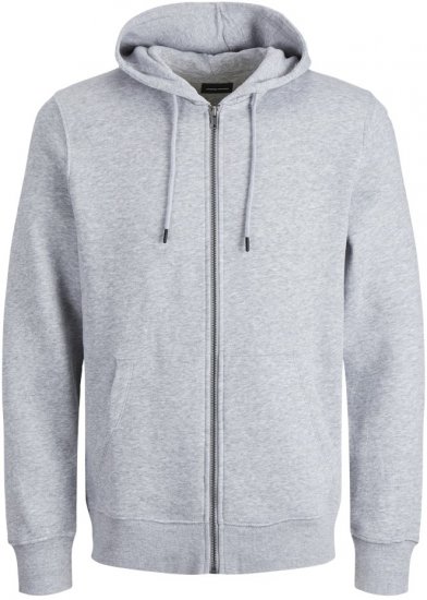 Jack & Jones BRADLEY Zip Hoodie Light Grey Melange - Mikiny & mikiny bez kapucne - Mikiny & Mikiny s Kapucňou 2XL-12XL