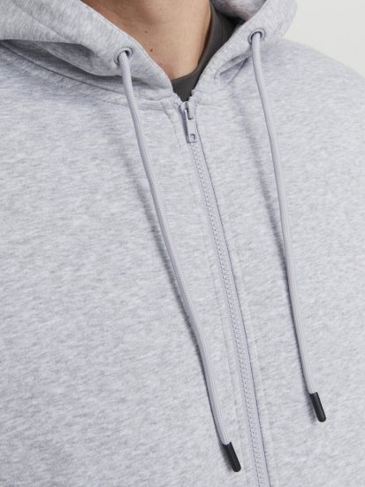 Jack & Jones BRADLEY Zip Hoodie Light Grey Melange - Mikiny & mikiny bez kapucne - Mikiny & Mikiny s Kapucňou 2XL-12XL