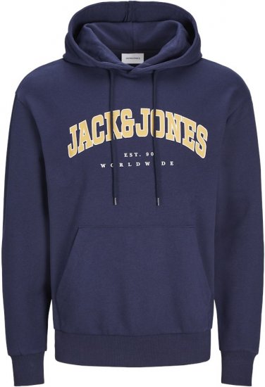 Jack & Jones CALEB Hoodie Navy Blazer - Mikiny & mikiny bez kapucne - Mikiny & Mikiny s Kapucňou 2XL-12XL