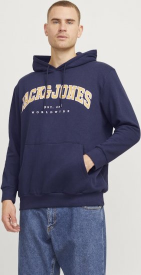Jack & Jones CALEB Hoodie Navy Blazer - Mikiny & mikiny bez kapucne - Mikiny & Mikiny s Kapucňou 2XL-12XL