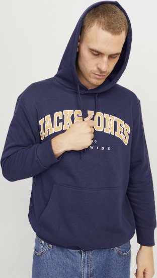 Jack & Jones CALEB Hoodie Navy Blazer - Mikiny & mikiny bez kapucne - Mikiny & Mikiny s Kapucňou 2XL-12XL