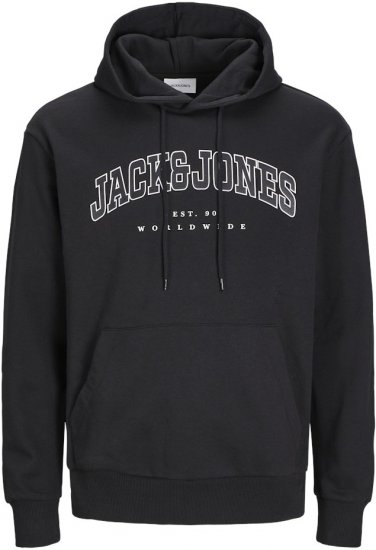 Jack & Jones CALEB Hoodie Black - Mikiny & mikiny bez kapucne - Mikiny & Mikiny s Kapucňou 2XL-12XL