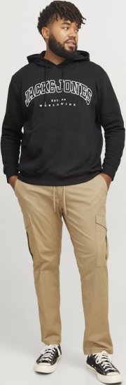 Jack & Jones CALEB Hoodie Black - Mikiny & mikiny bez kapucne - Mikiny & Mikiny s Kapucňou 2XL-12XL