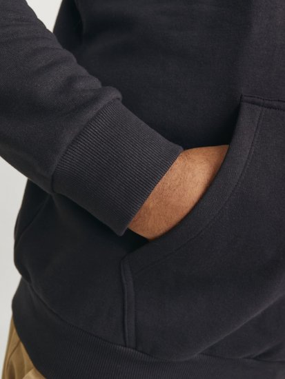 Jack & Jones CALEB Hoodie Black - Mikiny & mikiny bez kapucne - Mikiny & Mikiny s Kapucňou 2XL-12XL
