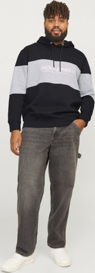 Jack & Jones LEGACY 2 Color Hoodie Black - Mikiny & mikiny bez kapucne - Mikiny & Mikiny s Kapucňou 2XL-12XL