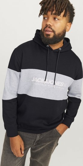 Jack & Jones LEGACY 2 Color Hoodie Black - Mikiny & mikiny bez kapucne - Mikiny & Mikiny s Kapucňou 2XL-12XL