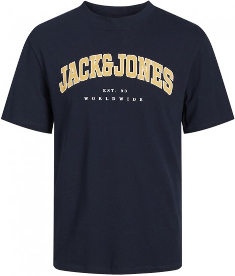 Jack & Jones CALEB VARSITY O-Neck T-Shirt Navy Blazer - Tričká - Nadrozmerné tričká - 2XL-14XL