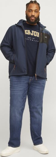Jack & Jones CALEB VARSITY O-Neck T-Shirt Navy Blazer - Tričká - Nadrozmerné tričká - 2XL-14XL
