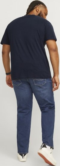 Jack & Jones CALEB VARSITY O-Neck T-Shirt Navy Blazer - Tričká - Nadrozmerné tričká - 2XL-14XL