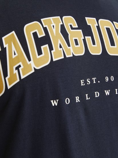 Jack & Jones CALEB VARSITY O-Neck T-Shirt Navy Blazer - Tričká - Nadrozmerné tričká - 2XL-14XL