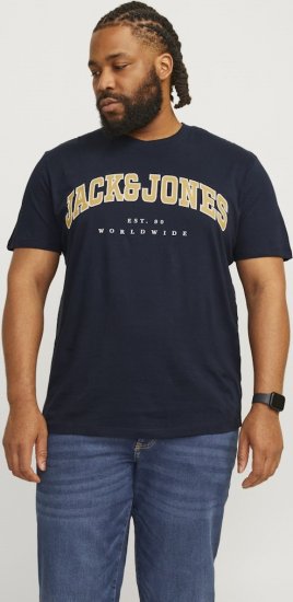 Jack & Jones CALEB VARSITY O-Neck T-Shirt Navy Blazer - Tričká - Nadrozmerné tričká - 2XL-14XL