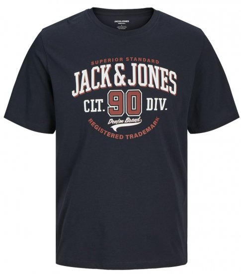 Jack & Jones LOGO O-Neck T-Shirt Dark Navy - Tričká - Nadrozmerné tričká - 2XL-14XL
