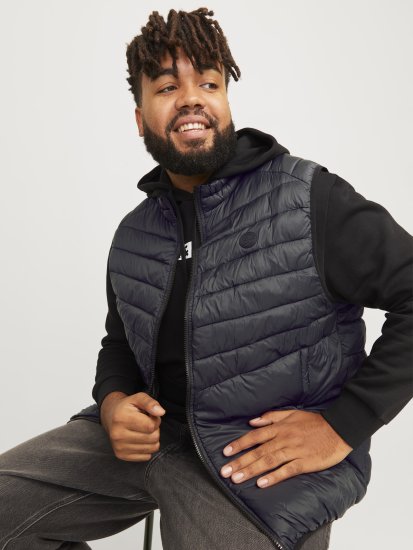 Jack & Jones SPRINT BODYWARMER With Collar Black - Bundy - Bundy Nadmerné Veľkosti 2XL-8XL