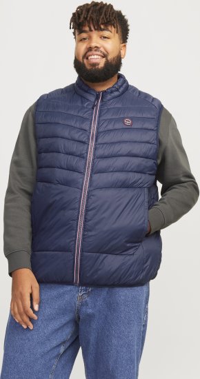 Jack & Jones SPRINT True Red Stitches BODYWARMER Navy Blazer - Bundy - Bundy Nadmerné Veľkosti 2XL-8XL