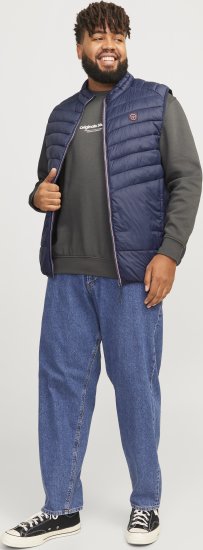 Jack & Jones SPRINT True Red Stitches BODYWARMER Navy Blazer - Bundy - Bundy Nadmerné Veľkosti 2XL-8XL