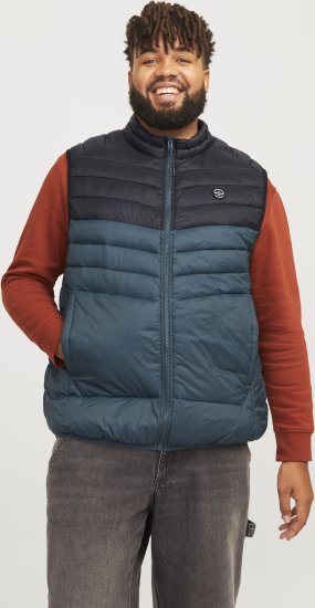 Jack & Jones SPRINT Black Blocking BODYWARMER With Collar Dark Turquoise - Bundy - Bundy Nadmerné Veľkosti 2XL-8XL