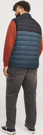Jack & Jones SPRINT Black Blocking BODYWARMER With Collar Dark Turquoise - Bundy - Bundy Nadmerné Veľkosti 2XL-8XL