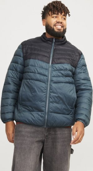Jack & Jones SPRINT Black Blocking Quilted Collar Jacket Teal - Bundy - Bundy Nadmerné Veľkosti 2XL-8XL
