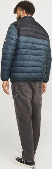 Jack & Jones SPRINT Black Blocking Quilted Collar Jacket Teal - Bundy - Bundy Nadmerné Veľkosti 2XL-8XL