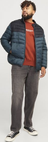 Jack & Jones SPRINT Black Blocking Quilted Collar Jacket Teal - Bundy - Bundy Nadmerné Veľkosti 2XL-8XL