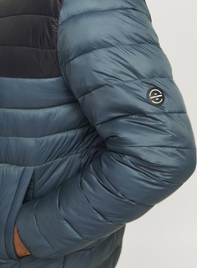 Jack & Jones SPRINT Black Blocking Quilted Collar Jacket Teal - Bundy - Bundy Nadmerné Veľkosti 2XL-8XL