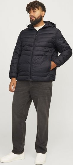 Jack & Jones SPRINT Quilted Hooded Jacket Black - Bundy - Bundy Nadmerné Veľkosti 2XL-8XL