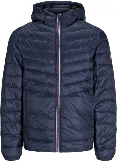 Jack & Jones SPRINT Red Stitches Quilted Hooded Jacket Navy Blazer - Bundy - Bundy Nadmerné Veľkosti 2XL-8XL