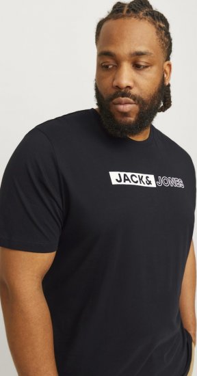 Jack & Jones CORP Logo Play 5 T-Shirt Black - Tričká - Nadrozmerné tričká - 2XL-14XL