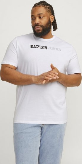 Jack & Jones CORP Logo Play 5 T-Shirt White - Tričká - Nadrozmerné tričká - 2XL-14XL