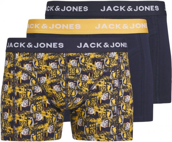 Jack & Jones SKULLROCK Trunks 3-Pack Navy Blazer - Spodná bielizeň - Spodné Prádlo 2XL-8XL