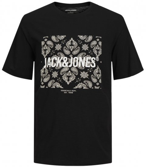 Jack & Jones JJPAISLEY T-Shirt Black - Tričká - Nadrozmerné tričká - 2XL-14XL
