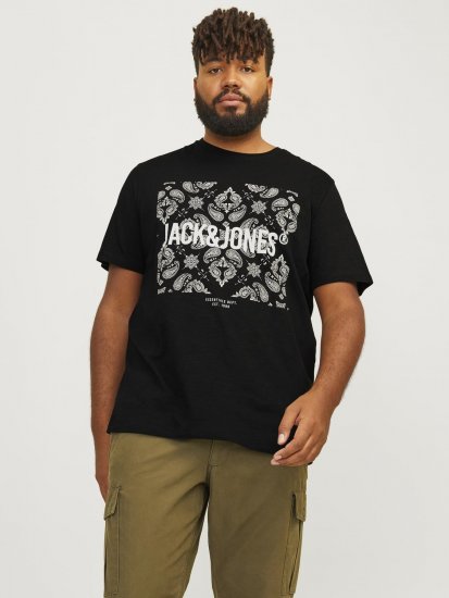 Jack & Jones JJPAISLEY T-Shirt Black - Tričká - Nadrozmerné tričká - 2XL-14XL