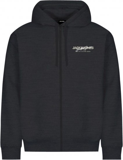 Jack & Jones ALVIS Hoodie Black - Mikiny & mikiny bez kapucne - Mikiny & Mikiny s Kapucňou 2XL-12XL