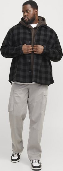 Jack & Jones ZAC BRUSHED Long Sleeve OVERSHIRT Grey - Košele - Košele 2XL-10XL