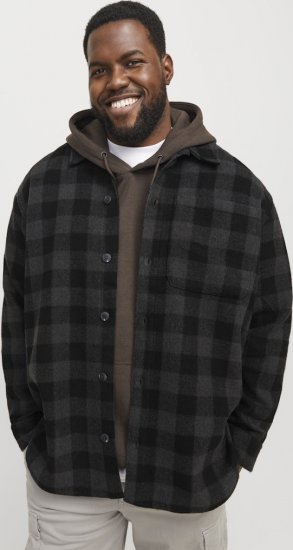 Jack & Jones ZAC BRUSHED Long Sleeve OVERSHIRT Grey - Košele - Košele 2XL-10XL