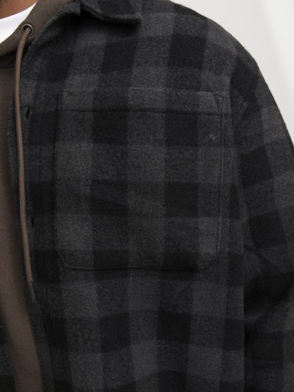 Jack & Jones ZAC BRUSHED Long Sleeve OVERSHIRT Grey - Košele - Košele 2XL-10XL