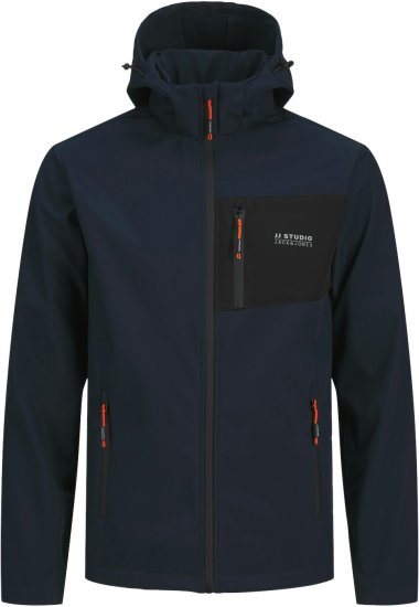 Jack & Jones JJTAYLOR Softshell Jacket Navy Blazer - Bundy - Bundy Nadmerné Veľkosti 2XL-8XL