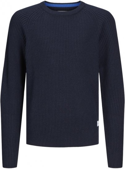 Jack & Jones PANNEL Knitted Sweater Navy Blazer - Mikiny & Mikiny bez kapucne - Mikiny & Mikiny s Kapucňou 2XL-12XL