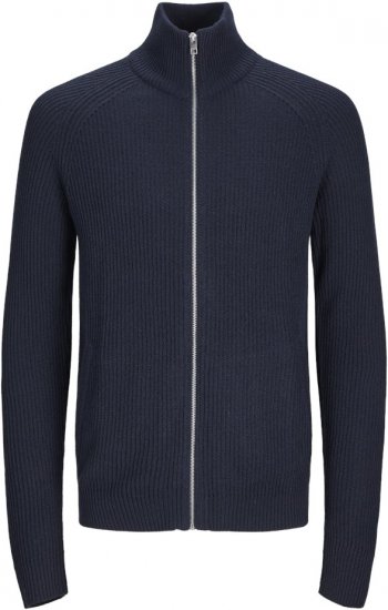 Jack & Jones PANNEL Turtleneck Knitted Sweater with Zipper Navy Blazer - Mikiny & mikiny bez kapucne - Mikiny & Mikiny s Kapucňou 2XL-12XL