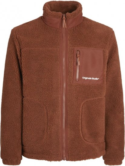 Jack & Jones ESTERBRO High Collar Teddy Jacket Brandy Brown - Bundy - Bundy Nadmerné Veľkosti 2XL-8XL
